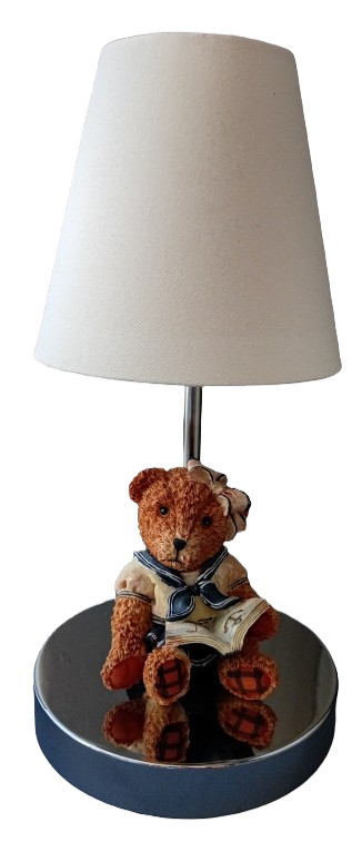 Litex Lamps TL4057 CER/CH Round Chrome Base Table Lamp with Ceramic Teddy Bear