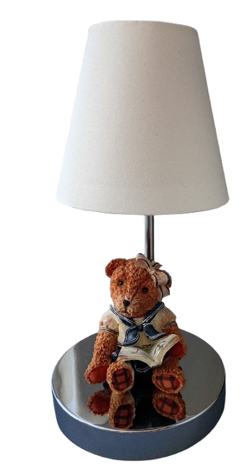 Litex Lamps TL4057 CER/CH Round Chrome Base Table Lamp with Ceramic Teddy Bear - Image 4