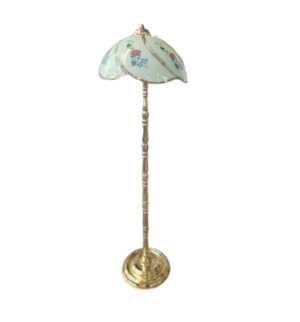 Litex Lamps SL70/G8223 Antique Brass Floor Lamp with Decorative Glass Shade