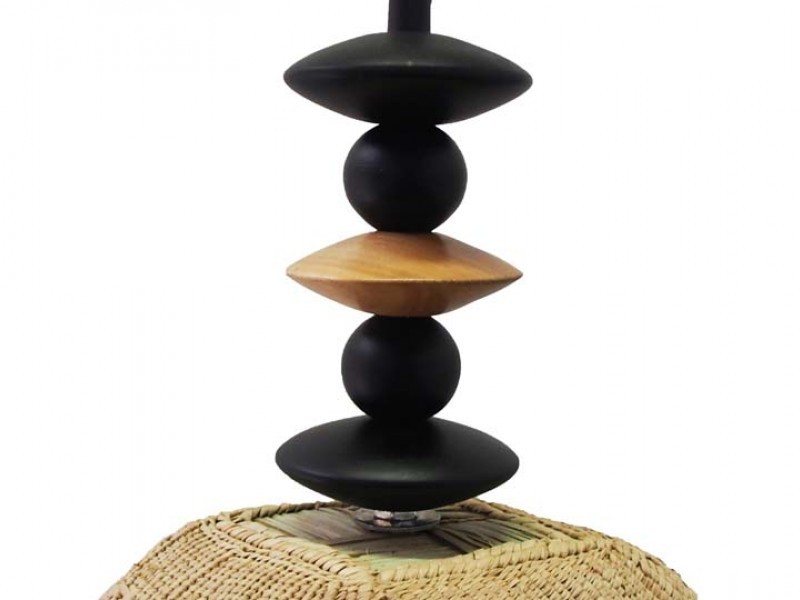Binga Basket Lampshade with Wooden Beads Lamps and Shades - Image 3