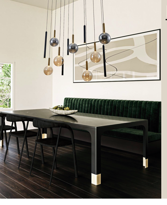 Brightstar PEN823/12 BK/GD Metal Pendant with Amber and Smoke Colour Glass Shades - Image 2