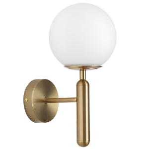 Brightstar WB155/1 BRASS Metal and White Glass Wall Bracket