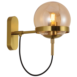 Brightstar WB238 GOLD Metal Wall Bracket with Amber Glass