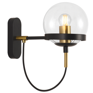 Brightstar WB239 BK/GD Metal Wall Bracket with Clear Glass