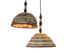Binga Basket Lampshade with Wooden Beads Lamps and Shades