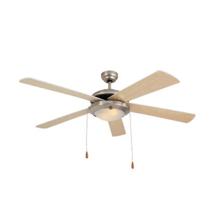 Eurolux F4NW Comet Ceiling Fan 5 Blades Satin Chrome & Natural Wood