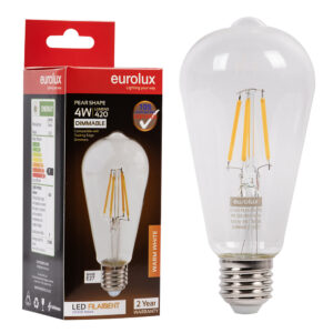 Eurolux G1203 Pear Filament 4w LED E27 3000K Dimmable