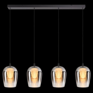 K Light K-LED-CC1-4/SM LED Crystal Egg Smoke Glass Pendants on a Bar
