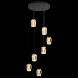 K Light K-LED-CC1-7/SM LED Crystal Egg Smoke Glass Pendants on a Plate