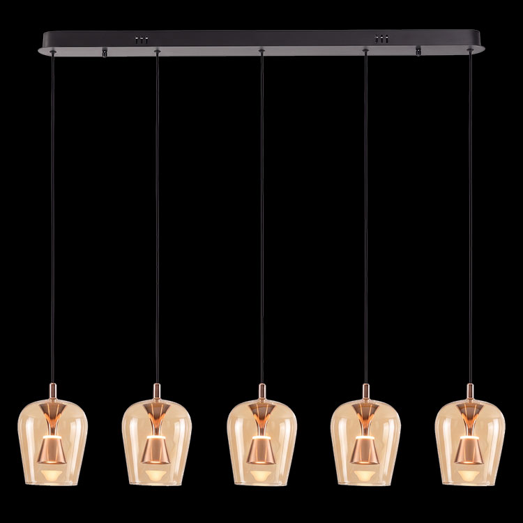 K Light K-LED-CC2-5/GD LED Golden Wizard Glass Pendants on a Bar