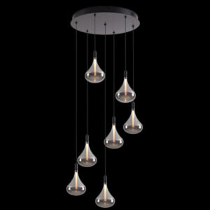 K Light K-LED-CC4-7/SM LED Cape Grape Smoke Glass Pendants on a Round Plate