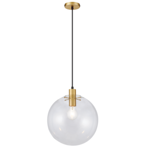 Brightstar PEN972/1 GD Matt Gold Metal Pendant with Clear Glass