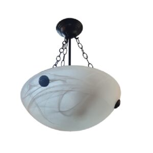 Litex Lamps MODP460 BK Glass Pendant with Decorative Black Chain Suspension