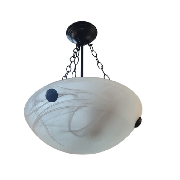 Litex Lamps MODP460 BK Glass Pendant with Decorative Black Chain Suspension