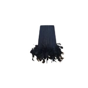 Litex Lamps Black Feathered Cylindrical Modern Lamp Shade