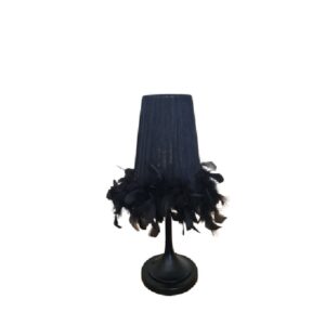 Litex Lamps TL161+SHD Black Table Lamp with Elegant Black Feathered Shade