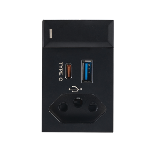 Brightstar ECP169 BLACK Slim RSA Socket + 5V 3.4A USB Type A and C, Switched ( Triple Module )
