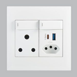 Brightstar EPL234 WHITE  16A RSA Socket, Slim RSA Socket with Switches 5V 3.4A USB Type A and C – 4 X 4