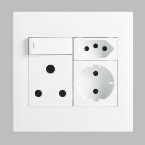 Brightstar EPL236 WHITE 16A Socket with Switch, Slim RSA and Schuko Sockets with Switch – 4 x 4