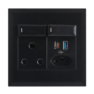 Brightstar EPL284 BLACK  16A RSA Socket, Slim RSA Socket with Switches 5V 3.4A USB Type A and C – 4 X 4
