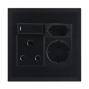 Brightstar EPL286 BLACK 16A Socket with Switch, Slim RSA and Schuko Sockets with Switch – 4 x 4