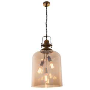 Brightstar PEN761 AMBER Satin Brass Pendant with Amber Glass