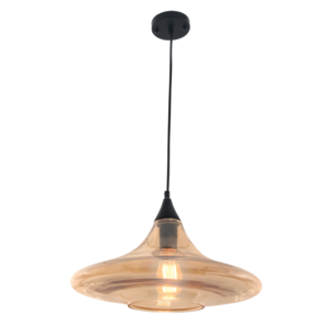 Brightstar PEN764 AMBER Black Metal Pendant with Amber Glass