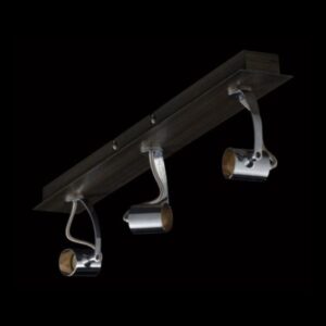 K Light FL-5351B/3 Three Adjustable Chrome and Wood Finish Spot Light on Bar