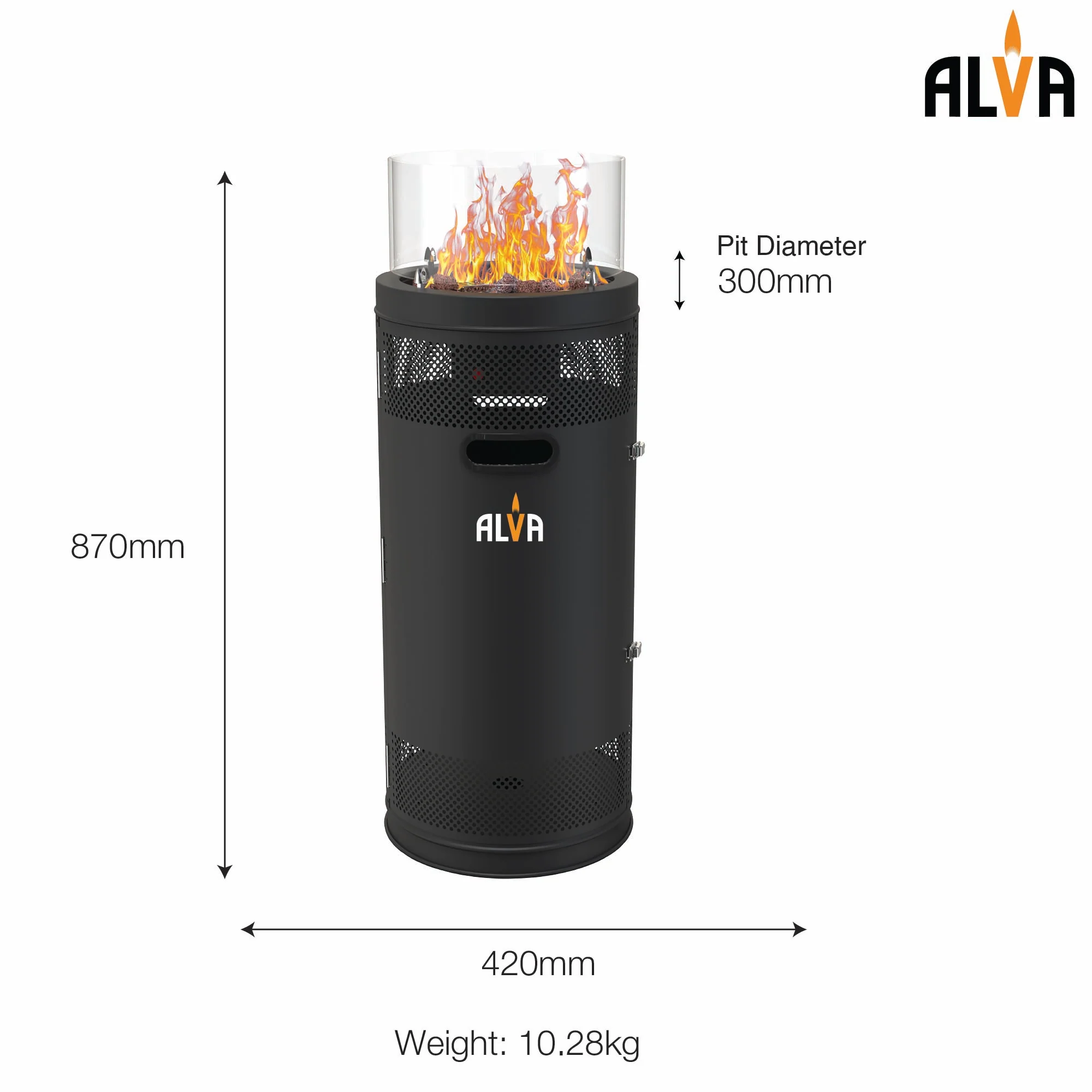 ALVA GHP38 Gas Short Stand Firepit Patio Heater (with lava Stones) - Image 6