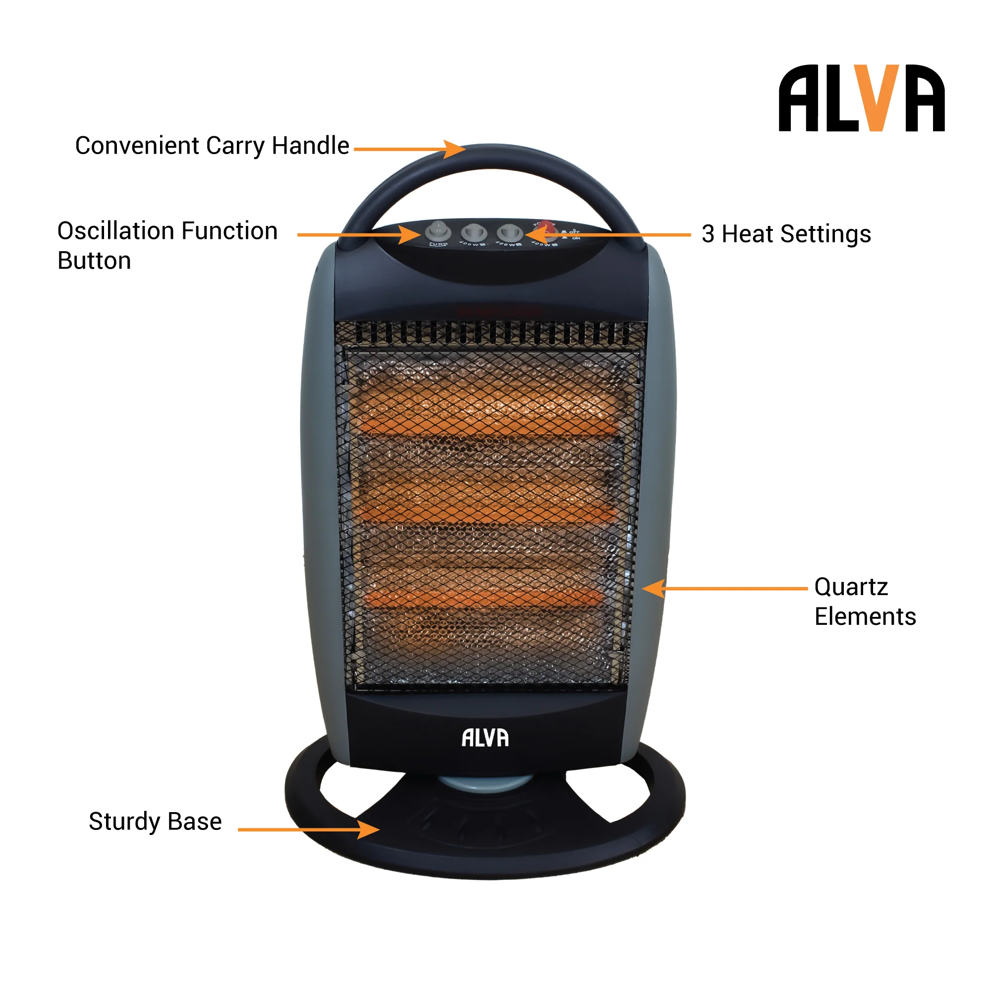 ALVA EIH422 Electric Quartz Heater 1200W - Image 5