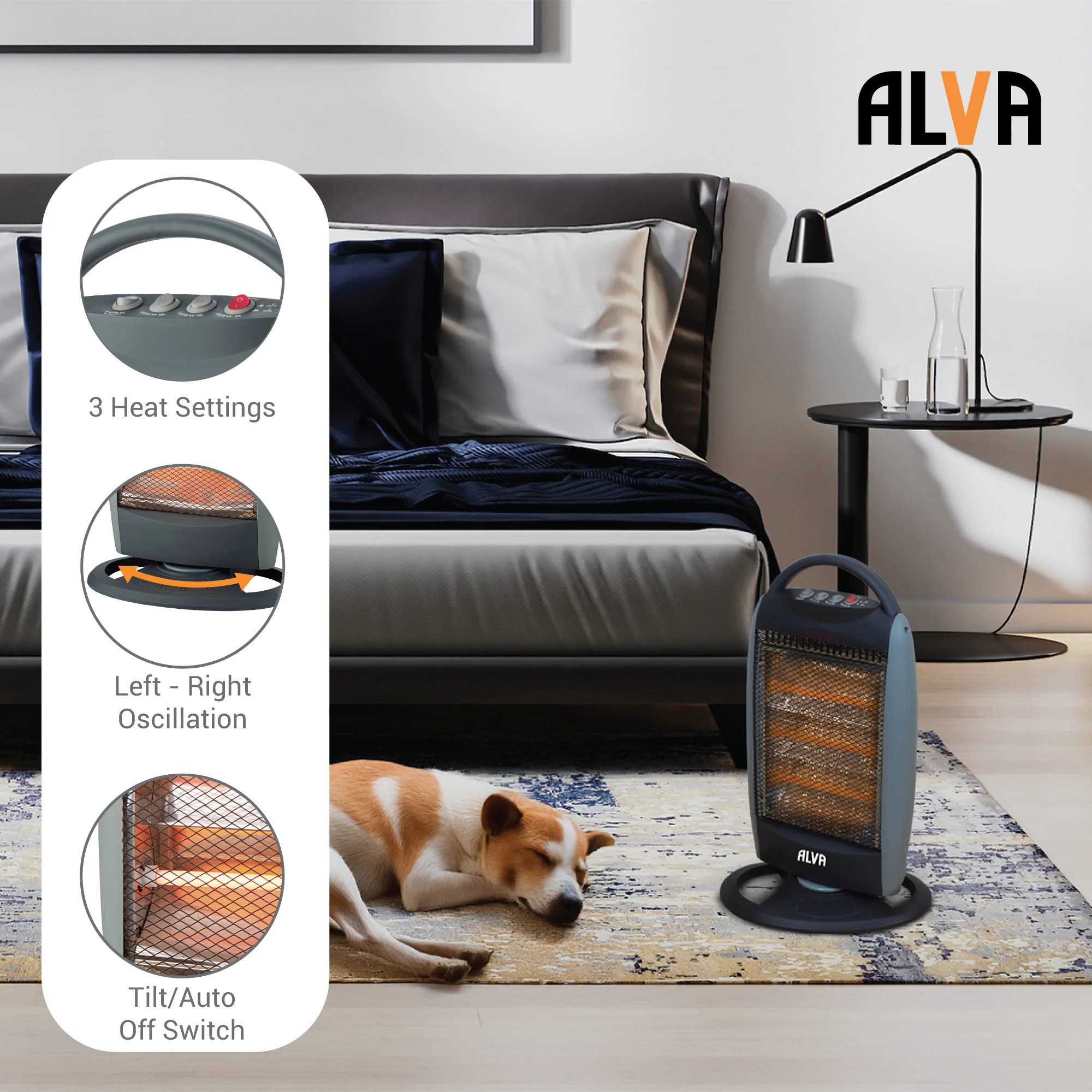 ALVA EIH422 Electric Quartz Heater 1200W - Image 2