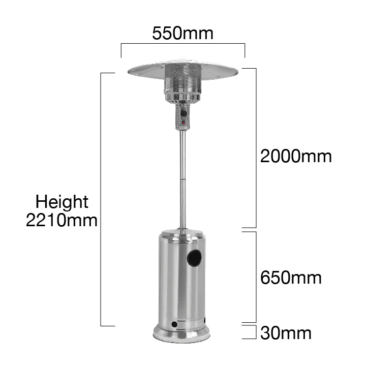 ALVA GHP18 Gas Patio Heater - Stainless Steel - Image 3