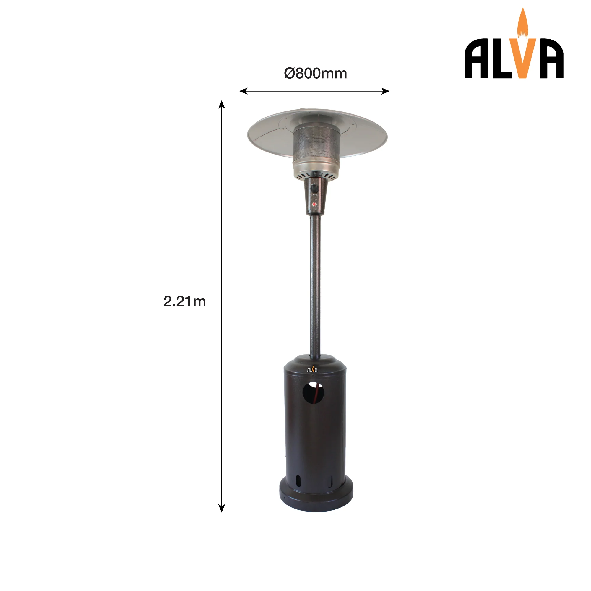 ALVA GHP19 Gas Patio Heater Bronze Hammertone Cabinet - Image 5