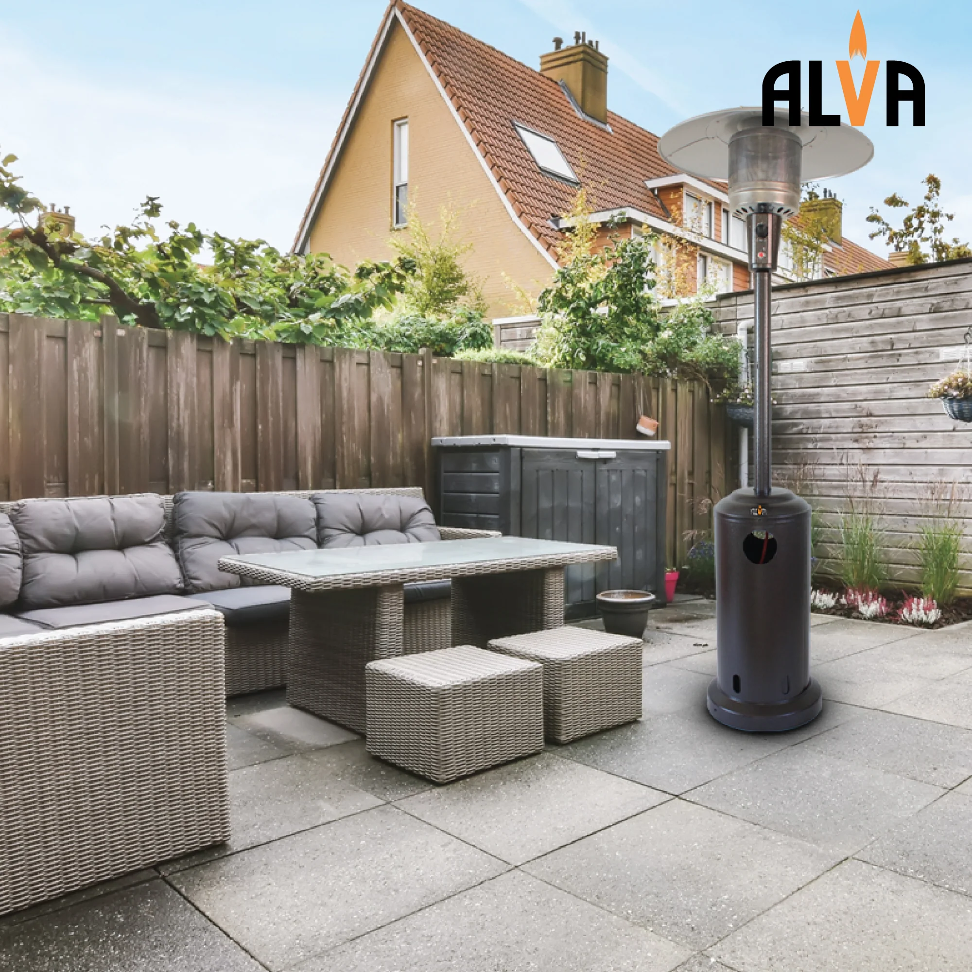 ALVA GHP19 Gas Patio Heater Bronze Hammertone Cabinet - Image 6