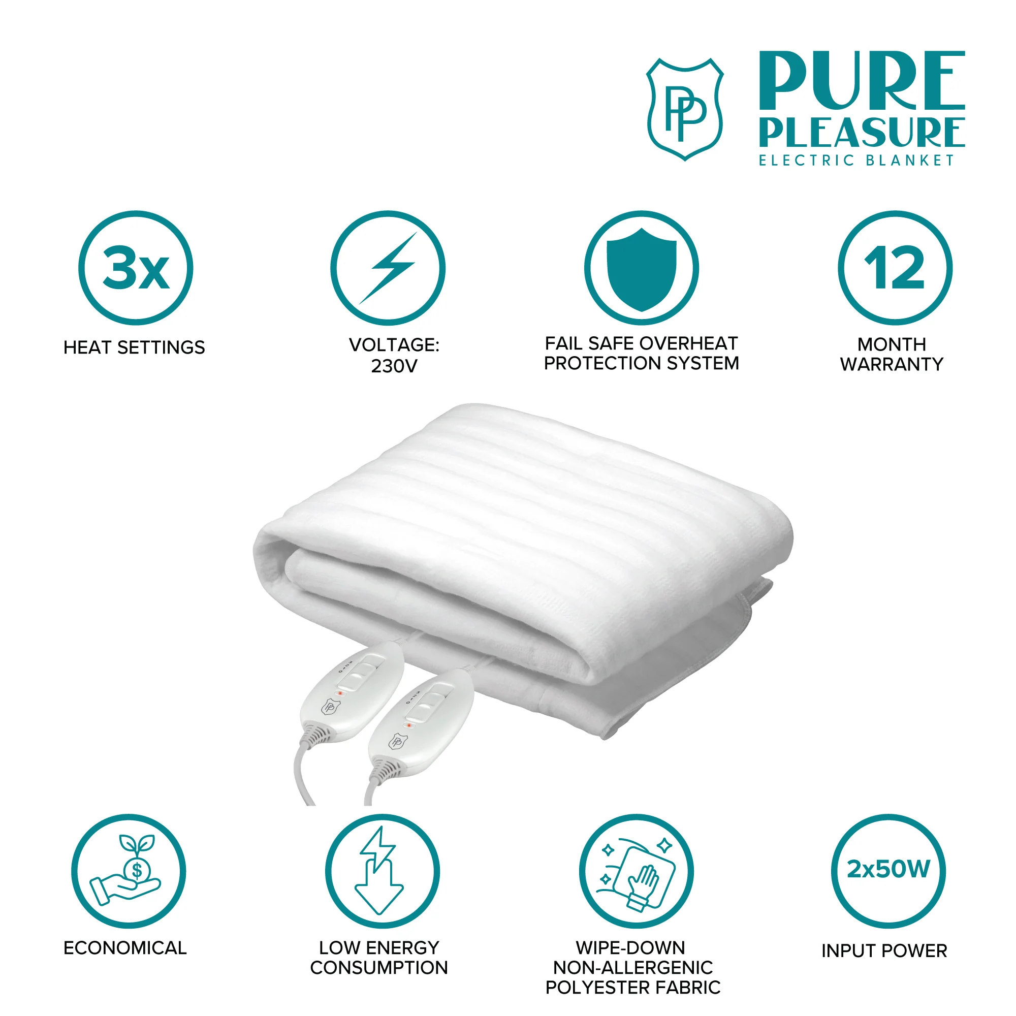ALVA PPTDD Double Electric Blanket - Tie-Down Non Fittted - Image 6