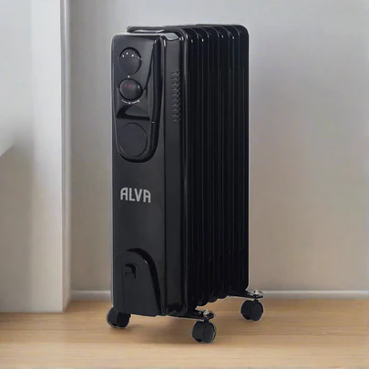 ALVA AOH201-7 Fins 1500W Oil Filled Heater Glossy Black - No Timer - Image 2
