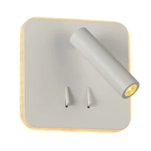 K Light MB-160/WH 3W + 8W Square Reading Wall Light + Back Light