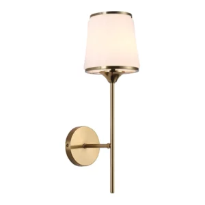 Brightstar WB707/1 BRASS Metal Wall Fitting with Fluted Glass Shade