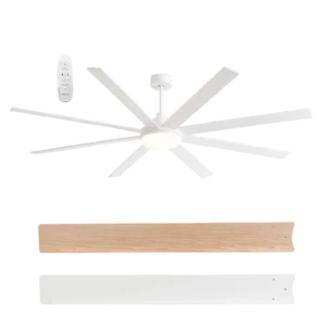 Brightstar FCF103 Matt White Ceiling Fan with Reversible Plywood Blades, Dimmable