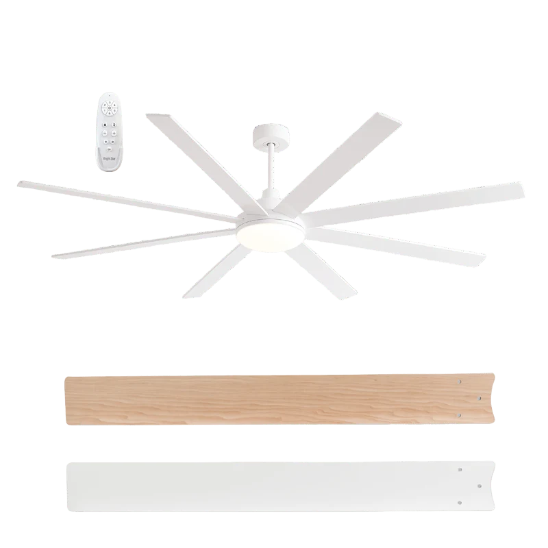 Brightstar FCF103 Matt White Ceiling Fan with Reversible Plywood Blades, Dimmable