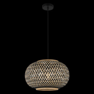 K Light E-KLCH-7212 Black and Natural Rattan Pendant
